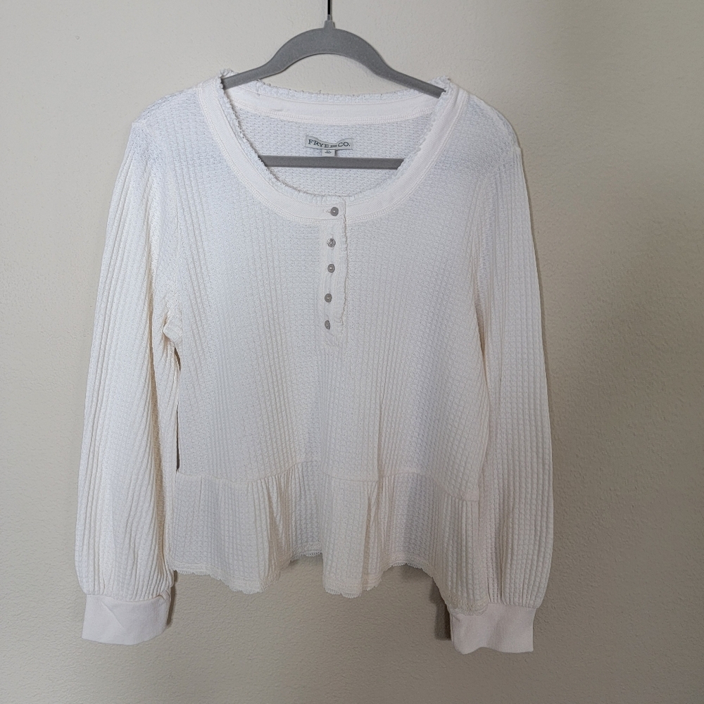 NWT Frye & Co White Peplum Top
